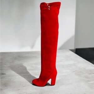 Sigerson Morrison OTK Red Suede Boots Size 8 B